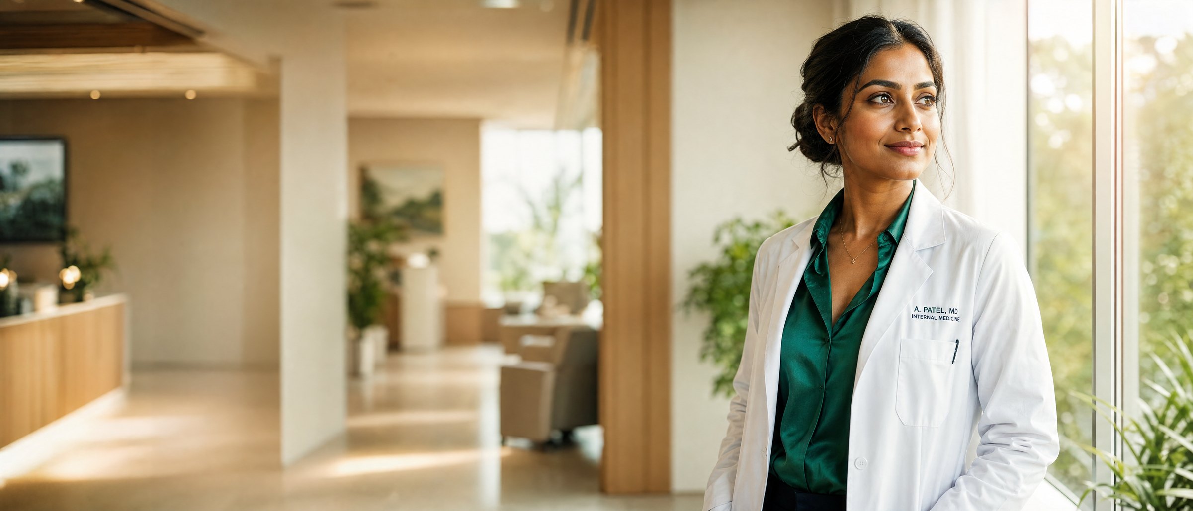 An Avicena Care clinician in a sunlit modern clinic